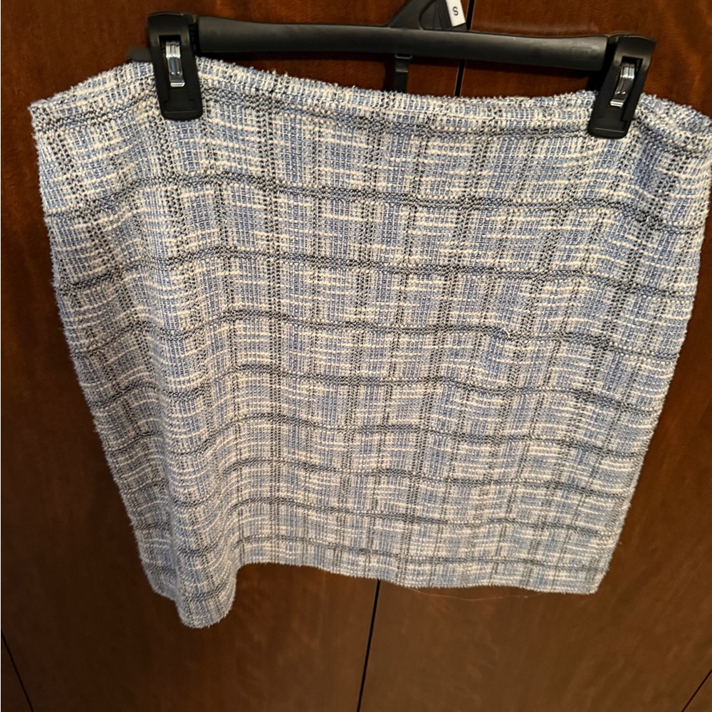 LOFT Blue and White Tweed Pencil Skirt